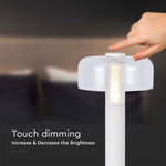 1W(100Lm) LED-bordslampa med 1800mAH batteri, DC:5V, 1A, V-TAC, IP20, dimbar, vit/transparent, varmvitt ljus 3000K