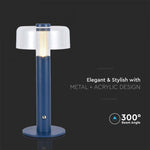 1W(100Lm) LED-bordslampa med 1800mAH batteri, DC:5V, 1A, V-TAC, IP20, dimbar, violett/transparent, varmvitt ljus 3000K