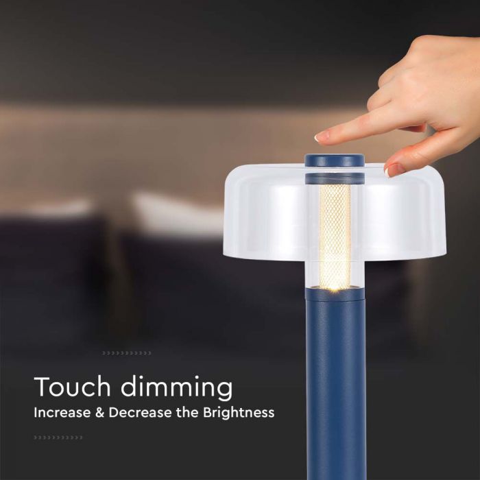 1W(100Lm) LED-bordslampa med 1800mAH batteri, DC:5V, 1A, V-TAC, IP20, dimbar, violett/transparent, varmvitt ljus 3000K