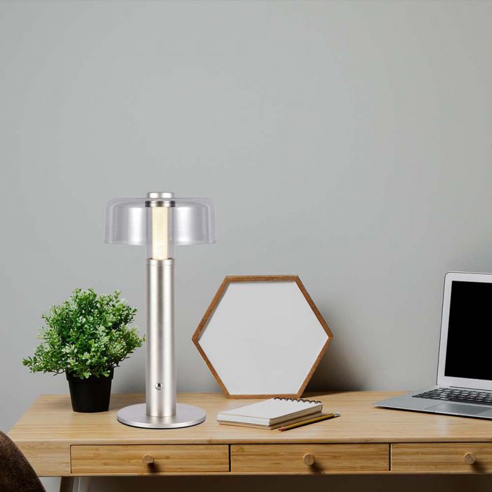 1W(100Lm) LED table lamp with 1800mAH battery, DC:5V, 1A, V-TAC, IP20, dimmable, rose gold/translucent, warm white light 3000K