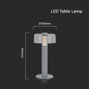 1W(100Lm) LED galda lampa ar 1800mAH bateriju,  DC:5V, 1A, V-TAC, IP20, dimmējama, pelēka/caurspīdīga,silti balta gaisma 3000K