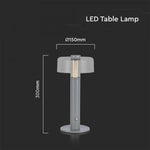 1W(100Lm) LED table lamp with 1800mAH battery, DC:5V, 1A, V-TAC, IP20, dimmable, grey/transparent, warm white light 3000K