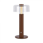 1W(100Lm) LED table lamp with 1800mAH battery, DC:5V, 1A, V-TAC, IP20, dimmable, brown/translucent, warm white light 3000K