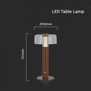 1W(100Lm) LED galda lampa ar 1800mAH bateriju,  DC:5V, 1A, V-TAC, IP20, dimmējama, brūna/caurspīdīga,silti balta gaisma 3000K