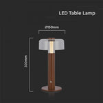 1W(100Lm) LED table lamp with 1800mAH battery, DC:5V, 1A, V-TAC, IP20, dimmable, brown/translucent, warm white light 3000K