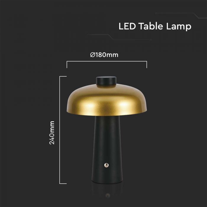 3W(200Lm) LED skrivbordslampa, V-TAC, IP20, DC:5V 1A, 1800mAh litiumbatteri, 3IN1