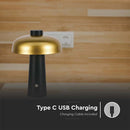 3W(200Lm) LED table lamp, V-TAC, IP20, DC:5V 1A, 1800mAh Lithium Battery, 3IN1