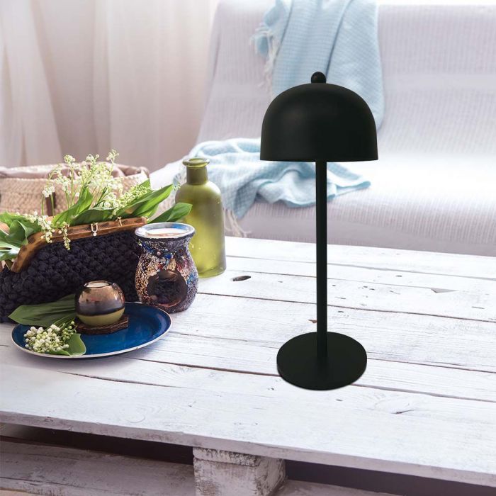 3W(200Lm) LED uzlādējama galda lampa ar 1800mAH bateriju, DC:5V, 1A, IP20, V-TAC, metāla, melna, 3IN1