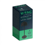 3W(200Lm) LED uzlādējama galda lampa ar 1800mAH bateriju, DC:5V, 1A, IP20, V-TAC, metāla, melna, 3IN1