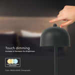 3W(200Lm) LED uzlādējama galda lampa ar 1800mAH bateriju, DC:5V, 1A, IP20, V-TAC, metāla, melna, 3IN1