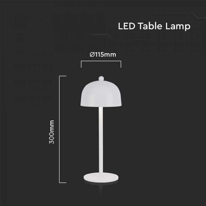 3W (200Lm) uppladdningsbar LED skrivbordslampa med 1800mAH batteri, DC:5V, 1A, IP20, V-TAC, grå, 3IN1