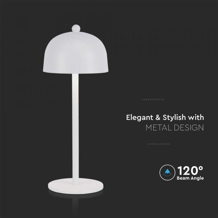 3W (200Lm) uppladdningsbar LED skrivbordslampa med 1800mAH batteri, DC:5V, 1A, IP20, V-TAC, grå, 3IN1