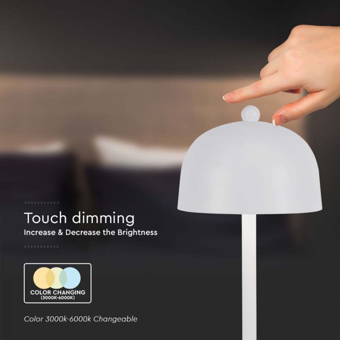 3W (200Lm) uppladdningsbar LED skrivbordslampa med 1800mAH batteri, DC:5V, 1A, IP20, V-TAC, grå, 3IN1