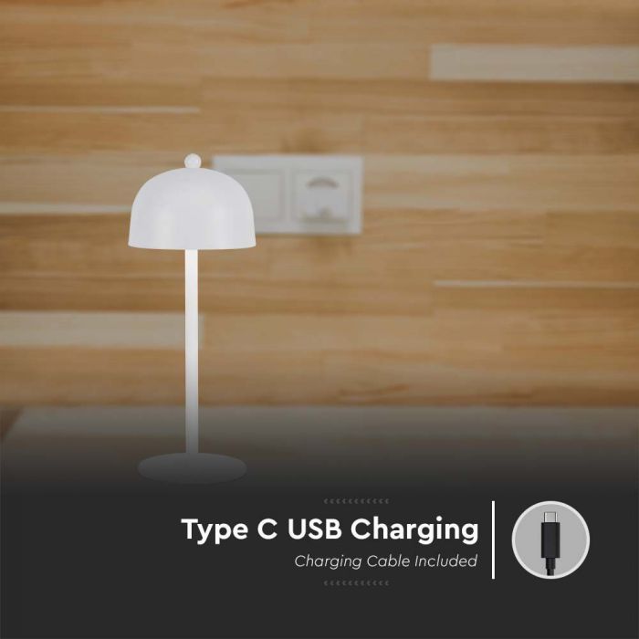 3W (200Lm) uppladdningsbar LED skrivbordslampa med 1800mAH batteri, DC:5V, 1A, IP20, V-TAC, grå, 3IN1