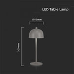 3W(200Lm) LED rechargeable table lamp with 1800mAH battery, IP20, V-TAC, gray, 3IN1
