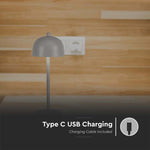 3W(200Lm) LED rechargeable table lamp with 1800mAH battery, IP20, V-TAC, gray, 3IN1