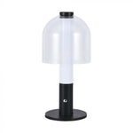 2W(100Lm) LED-bordslampa med 1800mAH batteri, DC:5V, 1A, svart/genomskinlig, V-TAC, IP20, glas, 3IN1
