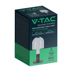 2W(100Lm) LED-bordslampa med 1800mAH batteri, DC:5V, 1A, svart/genomskinlig, V-TAC, IP20, glas, 3IN1