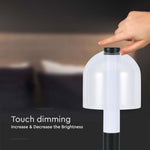 2W(100Lm) LED-bordslampa med 1800mAH batteri, DC:5V, 1A, svart/genomskinlig, V-TAC, IP20, glas, 3IN1