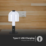 2W(100Lm) LED-bordslampa med 1800mAH batteri, DC:5V, 1A, svart/genomskinlig, V-TAC, IP20, glas, 3IN1