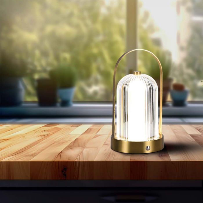 1W(55Lm) LED skrivbordslampa, V-TAC, IP20, med 1800mAh litiumbatteri, DC:5V, 1A, guld, 3IN1