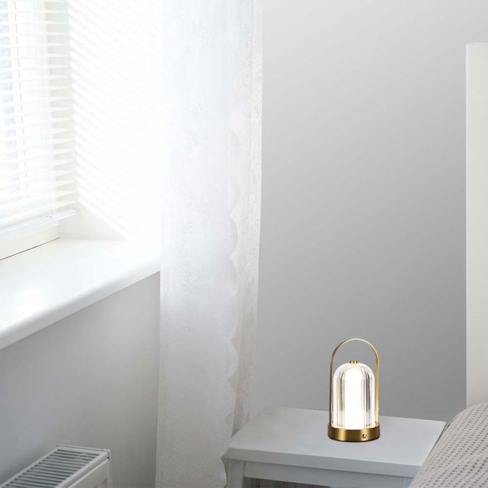 1W(55Lm) LED galda gaismeklis, V-TAC, IP20,  ar 1800mAh Litija bateriju, DC:5V, 1A, zelta, 3IN1