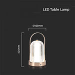 1W(55Lm) LED skrivbordslampa, V-TAC, IP20, med 1800mAh litiumbatteri, DC:5V, 1A, guld, 3IN1