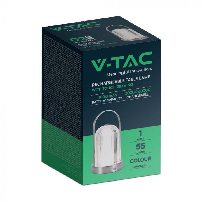1W(55Lm) LED bordslampa, V-TAC, IP20, 1800mAh litiumbatteri, DC:5V, 1A, 3IN1