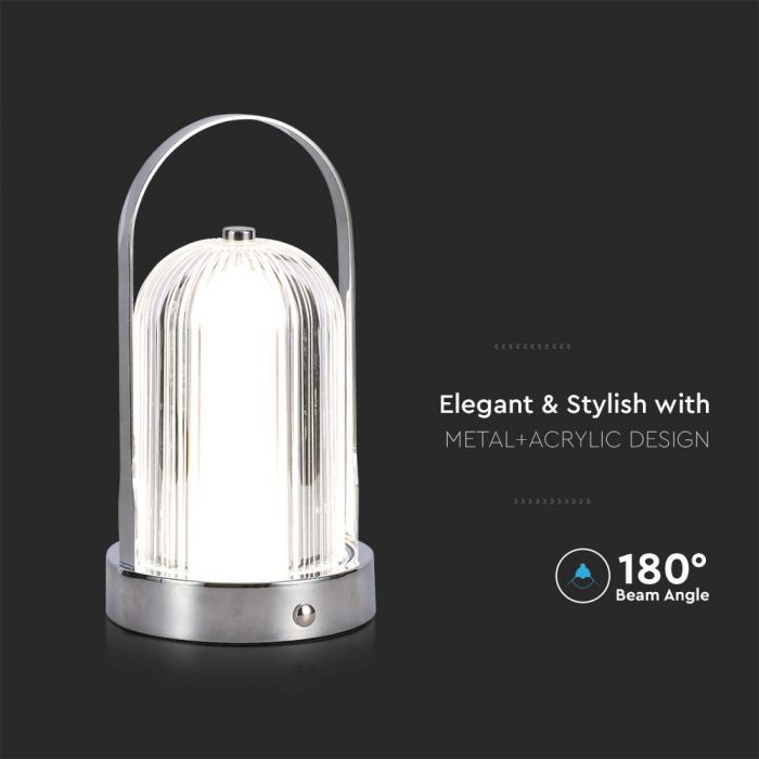 1W(55Lm) LED galda lampa, V-TAC, IP20,  1800mAh Litija baterija,  DC:5V, 1A, 3IN1