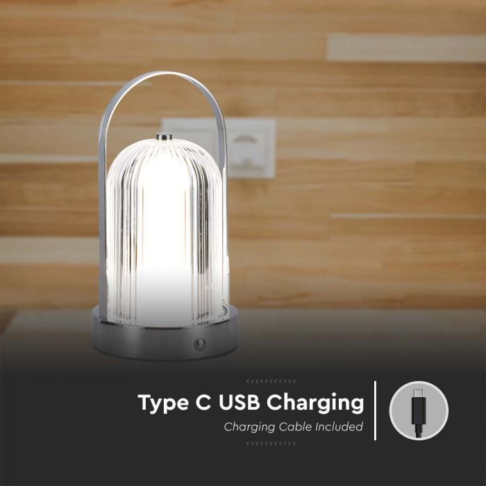 1W(55Lm) LED bordslampa, V-TAC, IP20, 1800mAh litiumbatteri, DC:5V, 1A, 3IN1