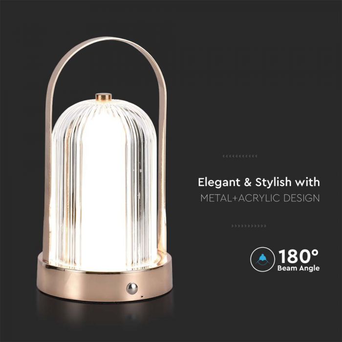 1W(55Lm) LED skrivbordslampa, V-TAC, IP20, med 1800mAh litiumbatteri, DC:5V, 1A, antik brons, 3IN1