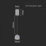 8,5W(850Lm) LED-designarmatur, IP20, V-TAC, grå, 100x1620mm, varmvitt ljus 3000K