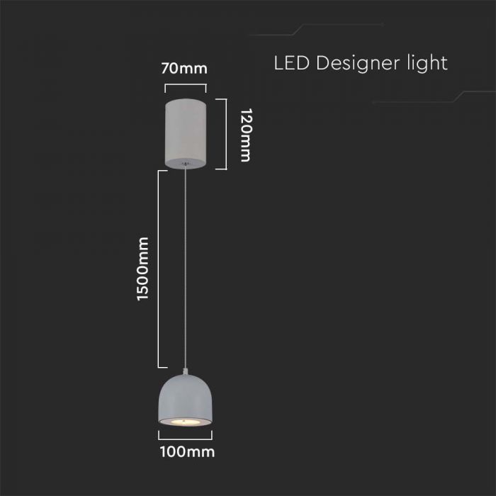 Светодиодный дизайнерский светильник 8,5W(850Lm), IP20, V-TAC, серый, 100x1620mm, теплый белый свет 3000K