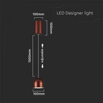 8,5W(850Lm) LED-designarmatur, IP20, V-TAC, brun, F, 100x1600mm, varmvitt ljus 3000K