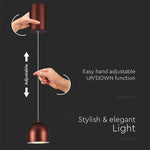 8,5W(850Lm) LED-designarmatur, IP20, V-TAC, brun, F, 100x1600mm, varmvitt ljus 3000K