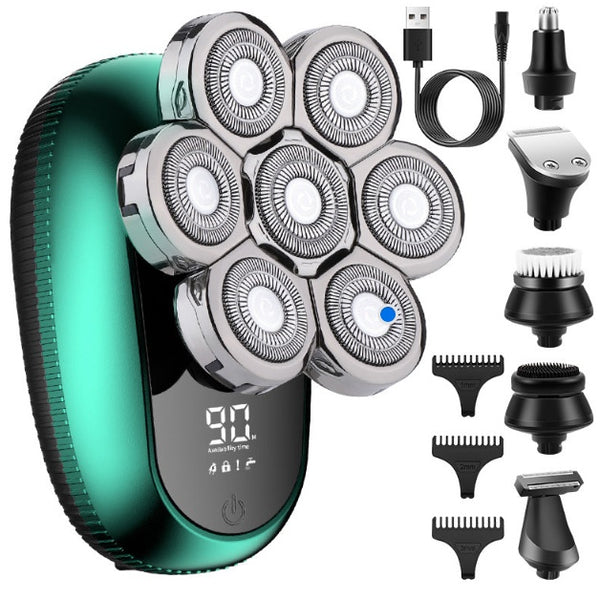 Multifunkcionālais skuveklis plikpauriem 7D peddošās galviņas 6-in-1  ar USB uzlādi,IPX6 ūdensdrošs