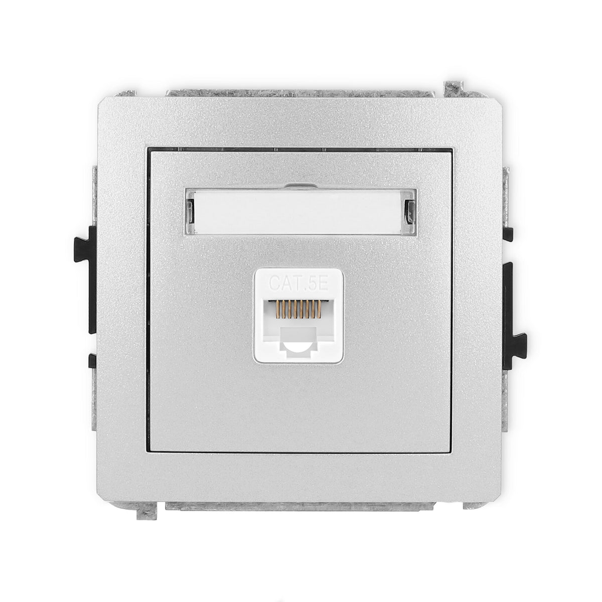 1-pin computer socket 1xRJ45, cat.5e, 8-pin DECO, z/a, silver metallic