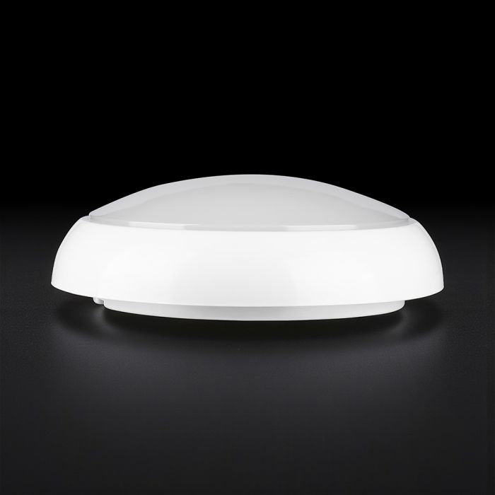 8W/16W/20W(1100–2700Lm) LED kupolveida gaismeklis, V-TAC VT-8603, SMD-CREE, 135Lm/W, IP65, IK08, balts, apaļš, 320x100mm, 110°, 6 gadu garantija, CCT 3000K/4000K/6500K