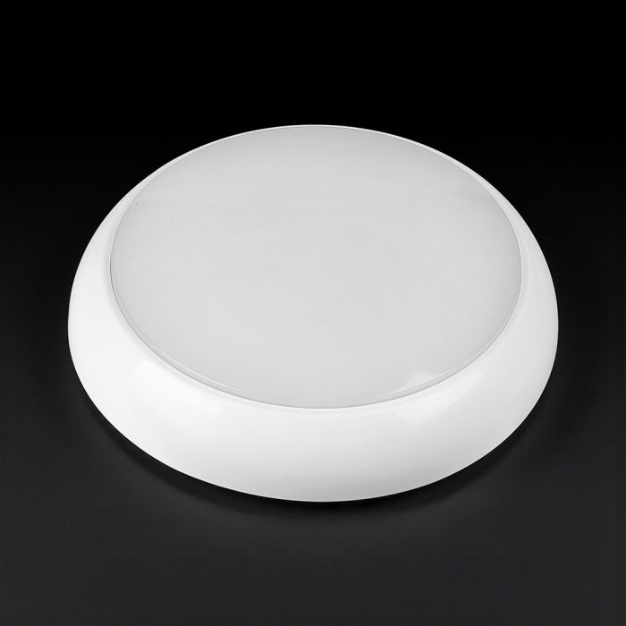 8W/16W/20W(1100–2700Lm) LED kupolveida gaismeklis, V-TAC VT-8603, SMD-CREE, 135Lm/W, IP65, IK08, balts, apaļš, 320x100mm, 110°, 6 gadu garantija, CCT 3000K/4000K/6500K
