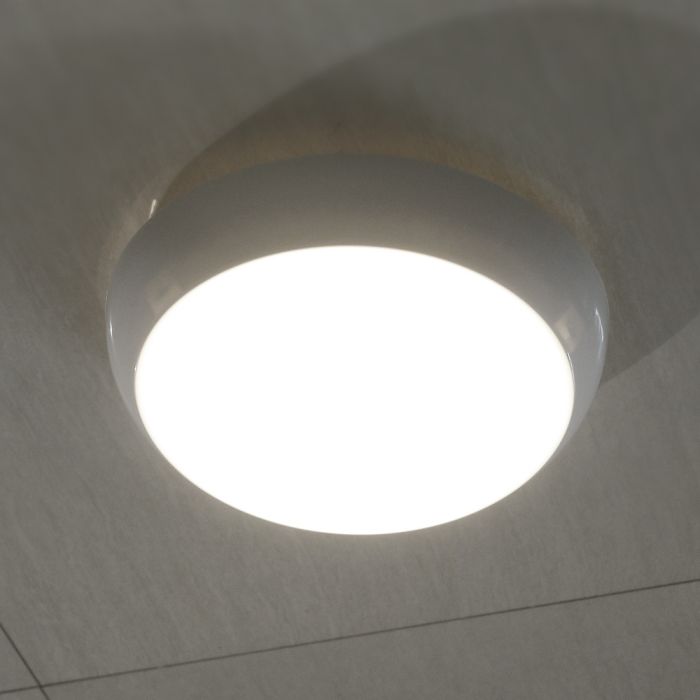 8W/16W/20W(1100–2700Lm) LED kupolveida gaismeklis, V-TAC VT-8603, SMD-CREE, 135Lm/W, IP65, IK08, balts, apaļš, 320x100mm, 110°, 6 gadu garantija, CCT 3000K/4000K/6500K