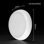 8W/16W/20W(1100–2700Lm) LED kupolveida gaismeklis, V-TAC VT-8603, SMD-CREE, 135Lm/W, IP65, IK08, balts, apaļš, 320x100mm, 110°, 6 gadu garantija, CCT 3000K/4000K/6500K