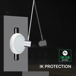8W/16W/20W(1100–2700Lm) LED kupolveida gaismeklis, V-TAC VT-8603, SMD-CREE, 135Lm/W, IP65, IK08, balts, apaļš, 320x100mm, 110°, 6 gadu garantija, CCT 3000K/4000K/6500K