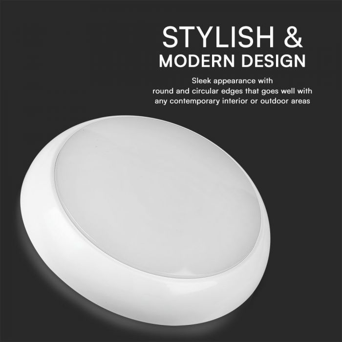 8/60/16W/20W(6000Lm) LED V-TAC SAMSUNG apaļš kupola gaismeklis ar mikroviļņu sensoru, IP65, balts, dimmējams, garantija  5 gadi, 3IN1