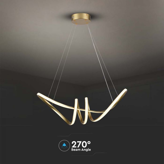 24W(3240Lm) LED dizaina gaismeklis, IP20, V-TAC, šampanieša krāsā, silti balta gaisma 3000K