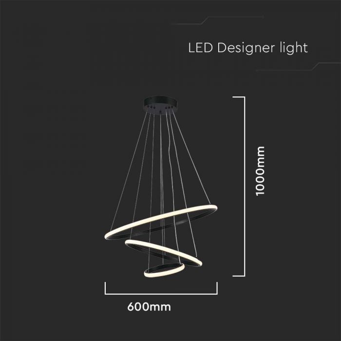 32W(3880Lm) LED design lamp, IP20, V-TAC, black, 600x1000mm, warm white light 3000K