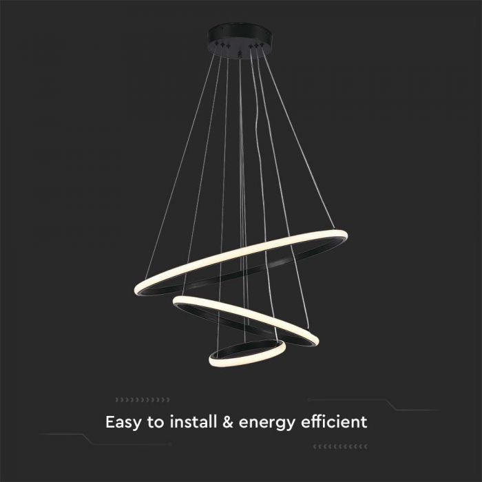 SUPERACTION 32W(3880Lm) LED design luminaire, IP20, V-TAC, black, 600-400-200mm, warm white light 3000K