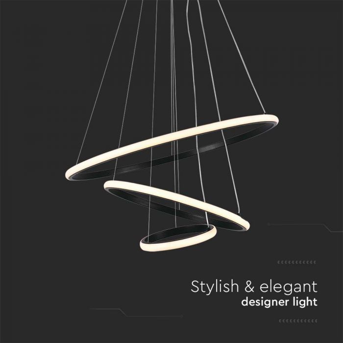 SUPERACTION 32W(3880Lm) LED design luminaire, IP20, V-TAC, black, 600-400-200mm, warm white light 3000K