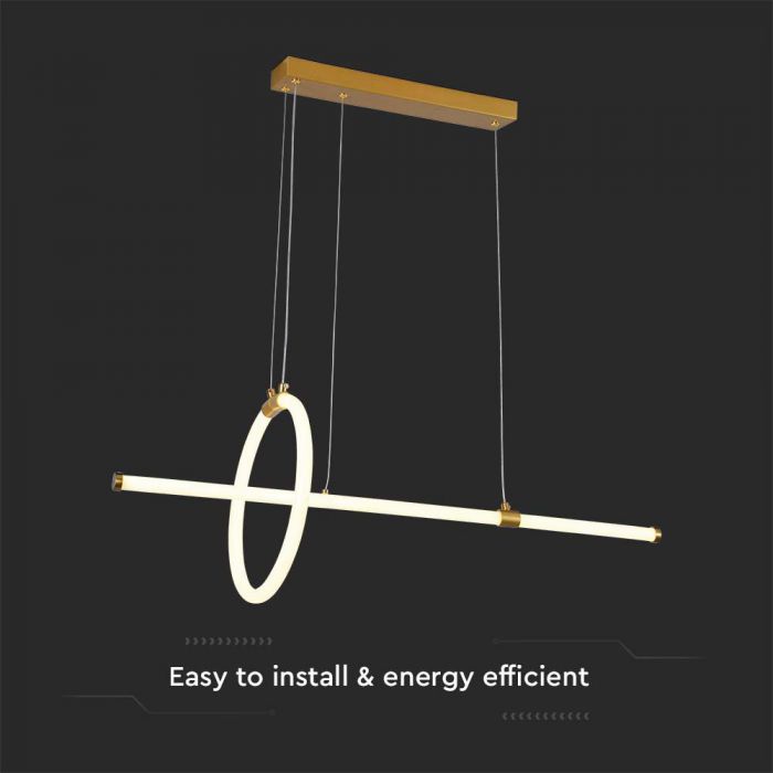 SUPERACTION_16W(1820Lm) LED-designarmatur, IP20, V-TAC, guld, 860x300mm, varmvitt ljus 3000K