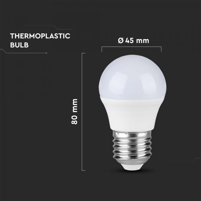 E27 3.7W(320Lm) LED Bulb, G45, V-TAC SAMSUNG, IP20, warm white light 3000K