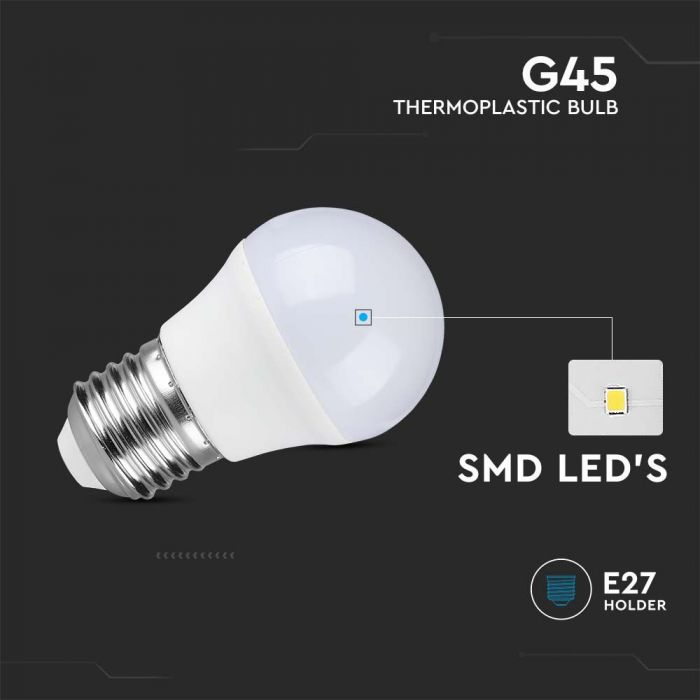 E27 3.7W(320Lm) LED Bulb, G45, V-TAC SAMSUNG, IP20, warm white light 3000K
